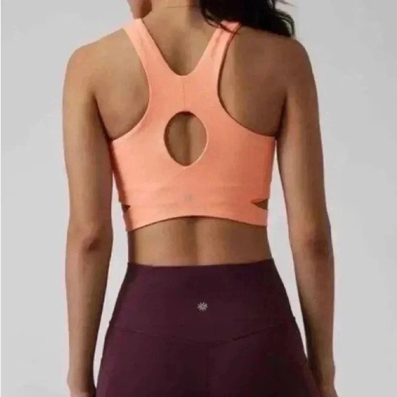Athleta Top Sleeveless Tank Top Orange Conscious Crop Cut Out Bra Size Medium - Picture 2 of 5
